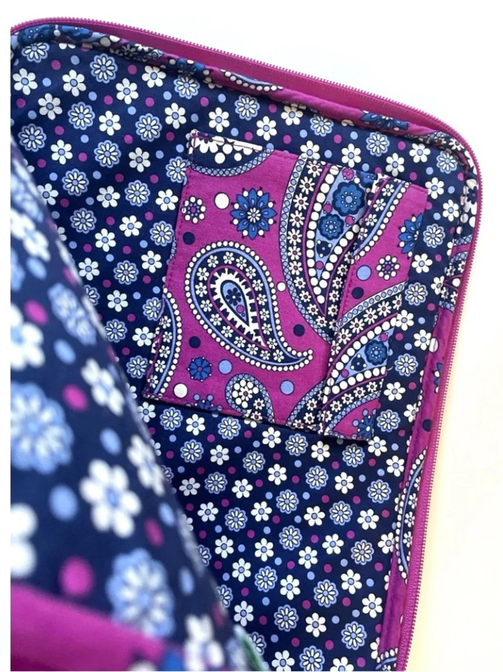 Vera Bradley Quilted Tech Sleeve in Magenta Paisley
